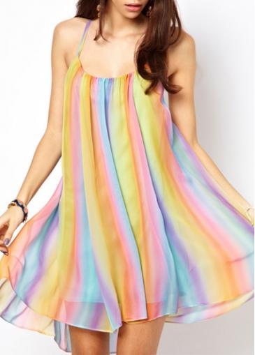 Rosewe Colorful Strap Design Open Back Woman Straight Dress