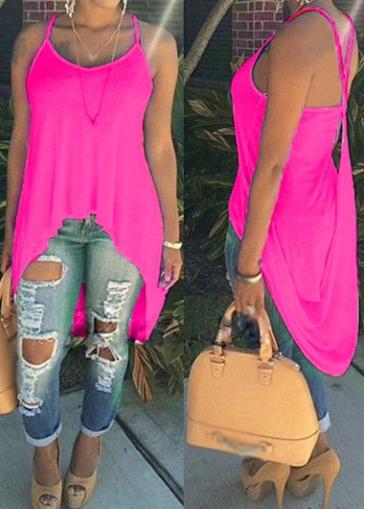 Rosewe Strap Design Rose High Low Camisole Top