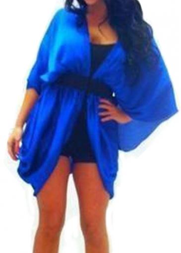 Rosewe Royal Blue Batwing Sleeve Loose Cardigans