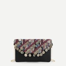 Shein Coin Decor Clutch Bag With Chain