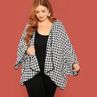 Shein Plus Houndstooth High Low Coat