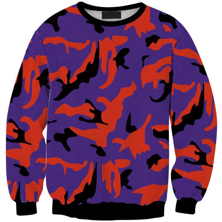 Shein The New 3d Digital Printing Black Purple Pattern Sweatshirts Harajuku