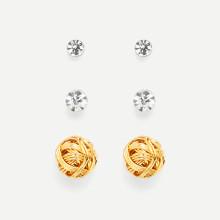 Shein Rhinestone & Ball Design Earring Set