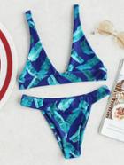 Shein Jungle Print Foldover Bikini Set