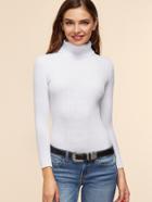 Shein White Ribbed Knit Turtleneck Slim Fit Sweater
