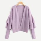 Shein Plus Open Front Tiered Bell Sleeve Cardigan