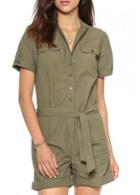 Rosewe Trendy Short Sleeve Army Green Rompers With Button