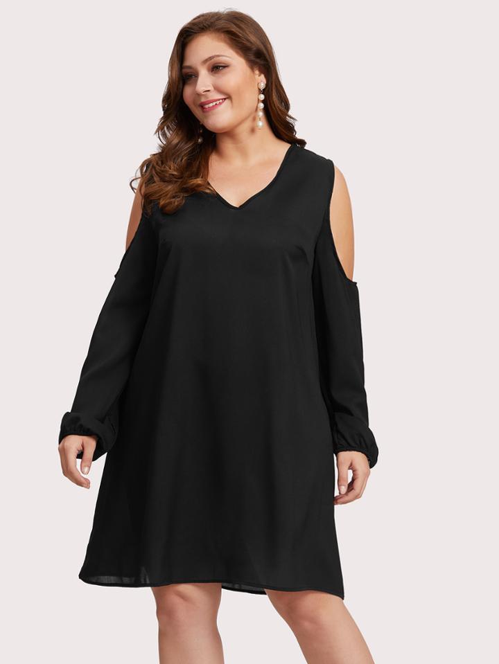 Shein V Neckline Cold Shoulder Dress