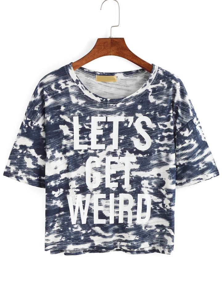 Shein Letter Print Tie Dye T-shirt