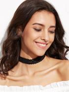 Shein Black Scalloped Lace Choker Necklace