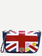 Shein Blue Union Jack Patch Badge Detail Flap Bag