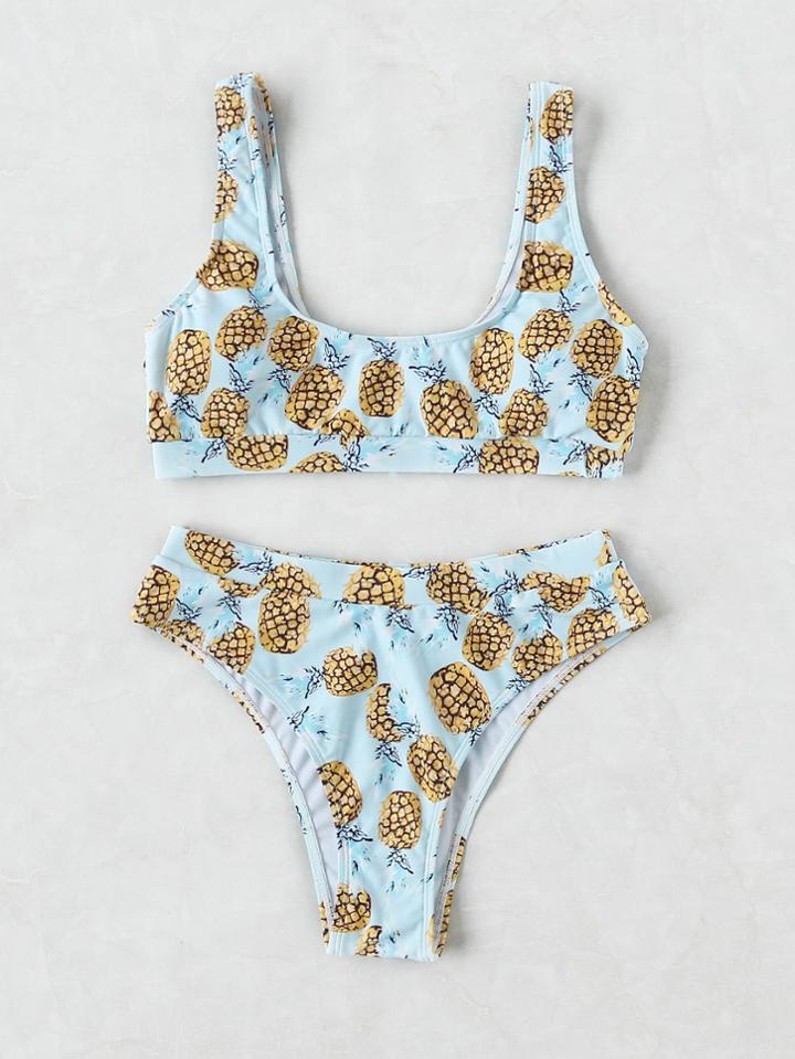 Shein Pineapple Print Bikini Set