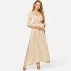 Shein Wrap Front Banded Waist Satin Dress
