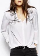 Rosewe New Arrival Long Sleeve Animal Print Button Fly Blouses