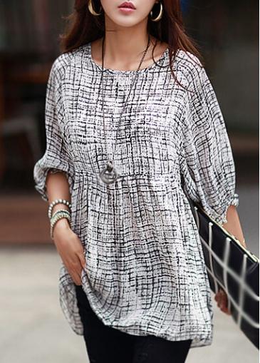Rosewe Three Quarter Sleeve Printed Blouse