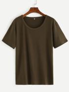 Shein Olive Green Drop Shoulder T-shirt