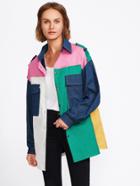 Shein Cut And Sew Side Split Denim Jacket