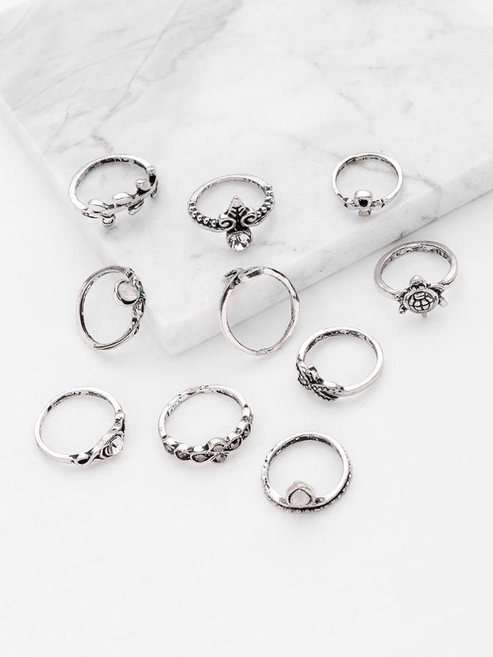 Shein Starfish And Tortoise Design Ring Set 10pcs
