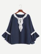 Shein Contrast Crochet Trim Chiffon Blouse