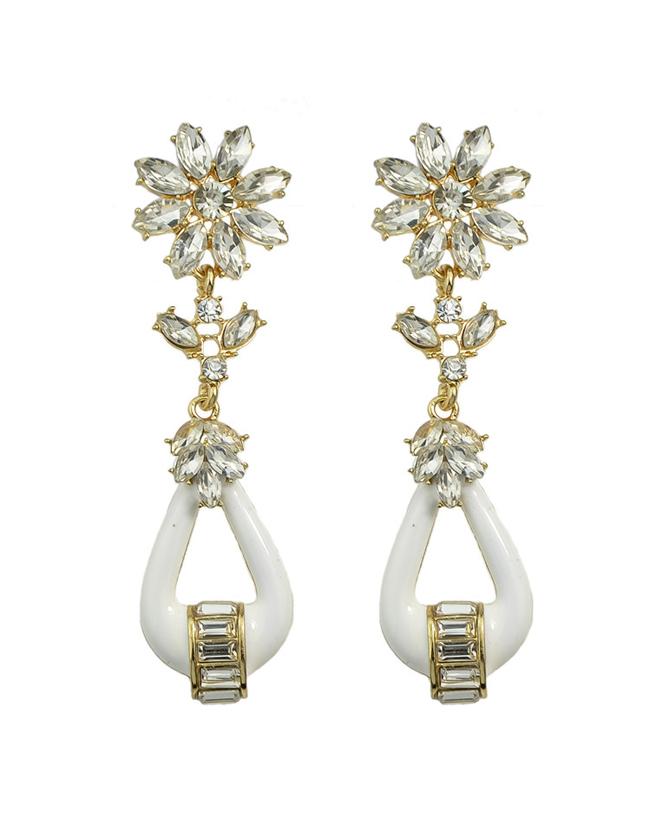 Shein White Rhinestone Drop Stone Earrings