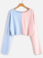 Shein Contrast Raw Edge Crop Sweatshirt