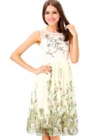 Shein Multicolour Flower Embroidery Floral Print Dress