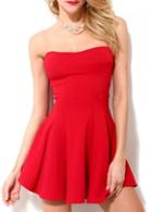 Rosewe Catching Red Open Back Strapless Dress For Woman