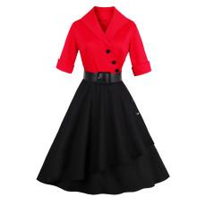 Shein V-neckline Button Detail Belted Dress