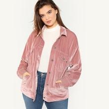 Shein Plus Button Up Velvet Jacket