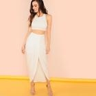 Shein Crop Tank Top With Draped Skirt