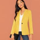 Shein Single Button Varsity Striped Blazer