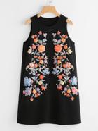 Shein Symmetric Flower Print Sleeveless Dress