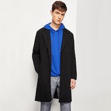 Shein Men Button & Pocket Up Notched Neck Coat