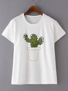 Shein Cactus Print Short Sleeve Tee