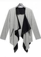 Rosewe Chic Long Sleeve Turndown Collar Grey Cardigans With Zipper
