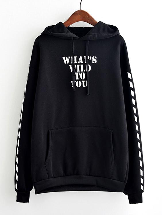 Shein Slogan Print Thicker Hoodie