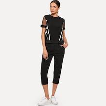Shein Contrast Mesh Blouse & Pants