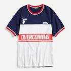 Shein Men Letter Print Raglan Sleeve Colorblock Tee