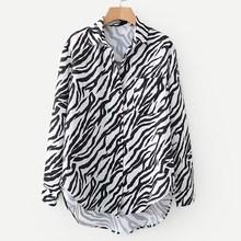 Shein Zebra Print Dip Hem Blouse