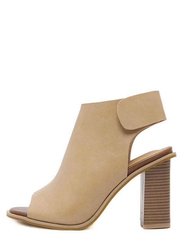 Shein Apricot Peep Toe Platform Chunky Pumps
