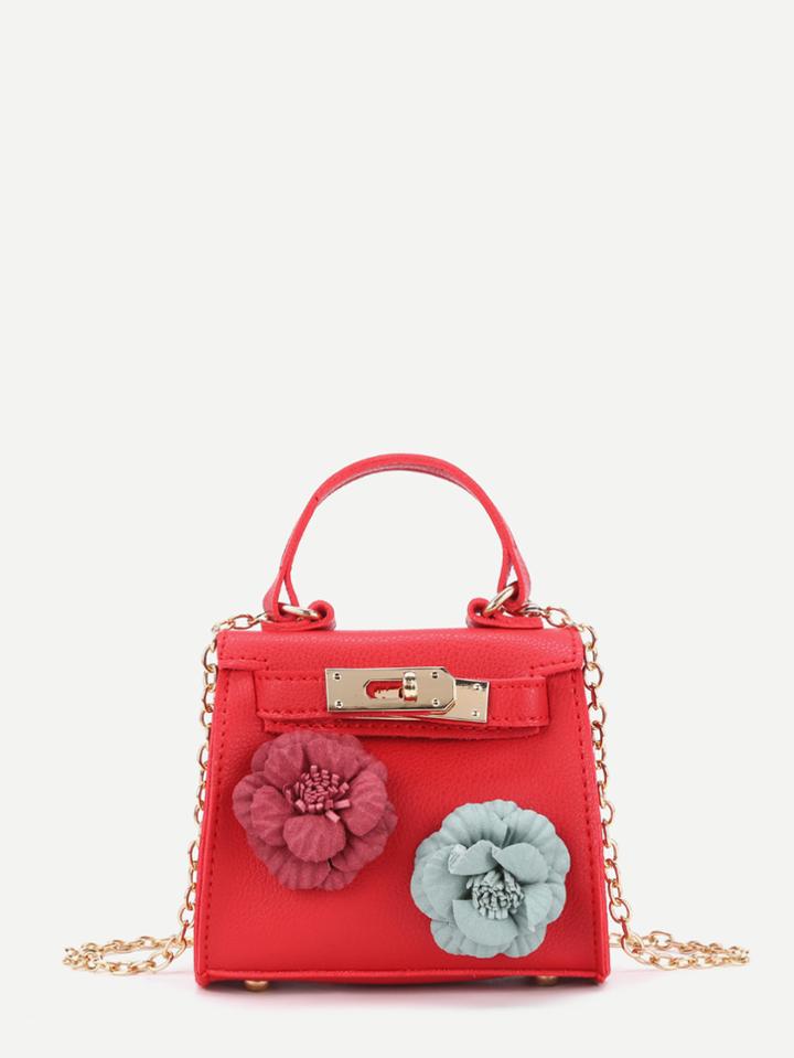 Shein Applique Flower Mini Pu Shoulder Bag