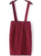 Shein Burgundy Strap Split Skirt