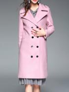 Shein Pink Lapel Fashion Long Coat