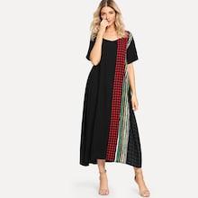Shein Plaid & Stripe Contrast Dress