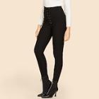 Shein Solid Lace Up 50s Skinny Pants