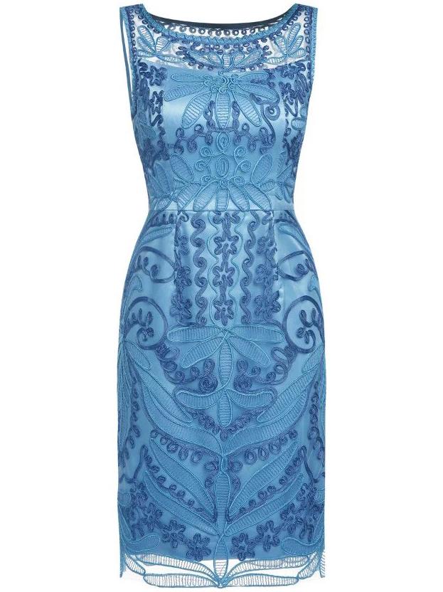 Shein Blue Disc Flowers Gauze Sheath Dress