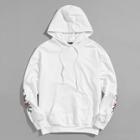 Shein Men Embroidery Sleeve Pocket Hooded Sweatshirt