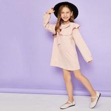 Shein Girls Tiered Ruffle Embellished Solid Dress