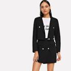 Shein Button Decoration Blazer With Skirt