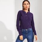 Shein Buttoned Half Placket Teddy Tee